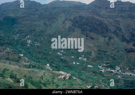 CULTIVO EN TERRAZAS. Lage: AUSSEN. ISLA. El Hierro. SPANIEN. Stockfoto