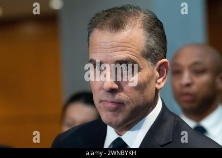 New York City. Februar 2024. Hunter Biden, Sohn des US-Präsidenten Joe Biden, verlässt seine Reise nach einer Verlegung im OâNeill House Office Building in Washington, DC am Mittwoch, den 28. Februar 2024. Gutschrift: Rod Lamkey/CNP für NY Post (EINSCHRÄNKUNG: KEINE tägliche Post. KEINE New York oder New Jersey Zeitungen oder Zeitungen im Umkreis von 75 Meilen um New York City.) Quelle: dpa/Alamy Live News Stockfoto