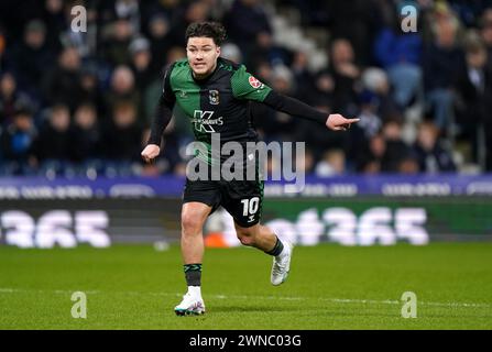 Coventry City's Callum O'Hare während des Sky Bet Championship Matches in der Coventry Building Society Arena, Coventry. Bilddatum: Freitag, 1. März 2024. Stockfoto