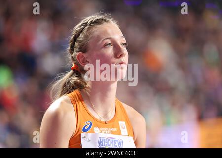 Femke Bol (NED, 4x400 Meter Relay, 400 Meter) während der Leichtathletik-Weltmeisterschaft 2024 in der Emirates Arena, Glasgow am Freitag, den 1. März 2024. (Foto: Pat Scaasi | MI News) Credit: MI News & Sport /Alamy Live News Stockfoto