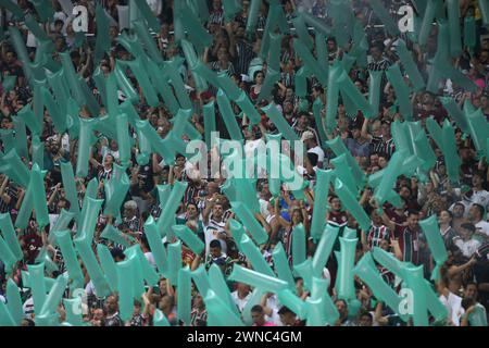 29. Februar 2024: Maracana Stadium, Rio de Janeiro, Brasilien: Das Finale der Recopa Sulamericana zwischen Fluminense und LDU Quito; Fans von Fluminense Credit: Action Plus Sports Images/Alamy Live News Stockfoto