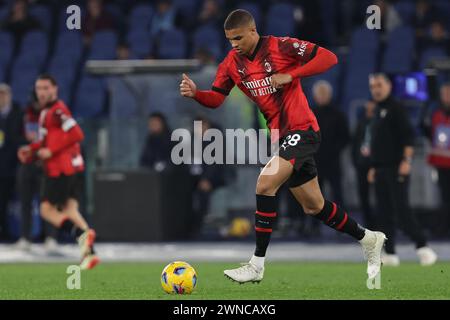 Rom, Italien 01.03.2024: Malick Thiaw von Mailand während des italienischen Fußballspiels der Serie A TIM 2023-2024 SS LAZIO gegen AC MAILAND im Olympiastadion in Rom. Stockfoto