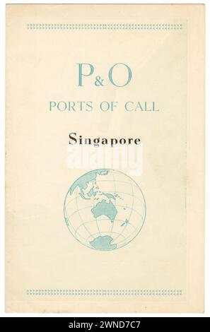 Alte Broschüre über P&O Ports of Call für Singapur aus den 1950er Jahren Stockfoto