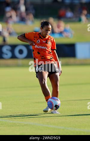 Brisbane, Australien. März 2024. Brisbane, Australien, 2. März 2024: Holly McQueen (6 Brisbane) in Aktion während des Spiels der Liberty A League zwischen Brisbane Roar und Melbourne City FC im Perry Park (Promediapix/SPP) Credit: SPP Sport Press Photo. /Alamy Live News Stockfoto