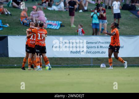 Brisbane, Australien. März 2024. Brisbane, Australien, 2. März 2024: Sharn Freier (11 Brisbane) erzielt beim Liberty A League Spiel zwischen Brisbane Roar und Melbourne City FC im Perry Park (Promediapix/SPP) zweites Tor für Brisbane. /Alamy Live News Stockfoto