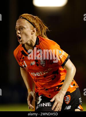 Brisbane, Australien. März 2024. Brisbane, Australien, 2. März 2024: Mariel Hecher (8 Brisbane) in Aktion während des Liberty A League Spiels zwischen Brisbane Roar und Melbourne City FC im Perry Park (Promediapix/SPP) Credit: SPP Sport Press Photo. /Alamy Live News Stockfoto