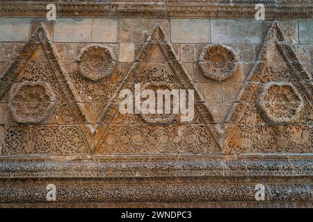 Fassade des Palastes von Mshatta, vom Umayyaden-Palast von Qasr Al-Mshatta Jordanien. Pergamon Museum, Museumsinsel. Berlin, Deutschland, Europa, Westeuropa. Stockfoto