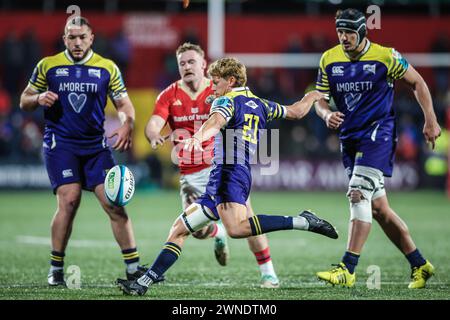 März 2024, Virgin Media Park, Cork, Irland - BKT United Rugby Championship: Munster 45 - Zebre Parma 29 Stockfoto