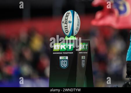 März 2024, Virgin Media Park, Cork, Irland - BKT United Rugby Championship: Munster 45 - Zebre Parma 29 Stockfoto