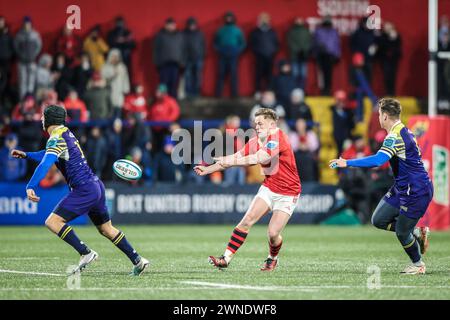 März 2024, Virgin Media Park, Cork, Irland - BKT United Rugby Championship: Munster 45 - Zebre Parma 29 Stockfoto