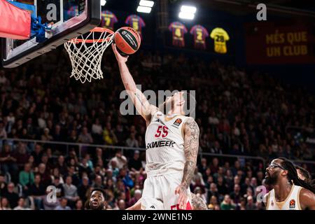 Mike James von AS Monaco während des Basketballspiels der Turkish Airlines EuroLeague zwischen dem FC Barcelona und AS Monaco am 1. März 2024 im Palau Blaugrana in Barcelona, Spanien Stockfoto