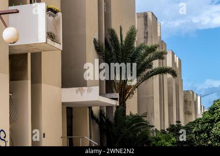 Brutalistische Apartmentblöcke von Dinko Kovačić, Architekt, 1972, Ulica Šime Ljubića, Split 3, Split, Kroatien Stockfoto