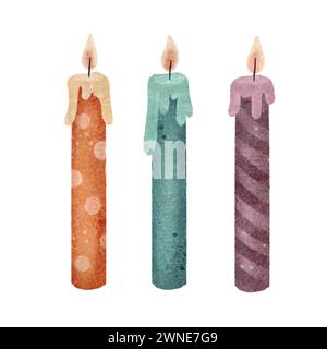 Brennende Birthday Cake Kerzen Set. Brennt Geburtstagskuchen. Cupcake-Dekoration Zum Jubiläum Stockfoto