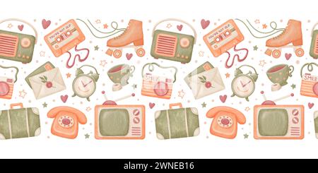 Grenzen Sie mit einer Reihe von Symbolen im Stil der 90er Jahre für Banner, Karten, Flyer und soziale Medien Stockfoto