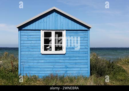 Farbige Strandhütte in Aeroskobing, Aero Insel, Dänemark Stockfoto