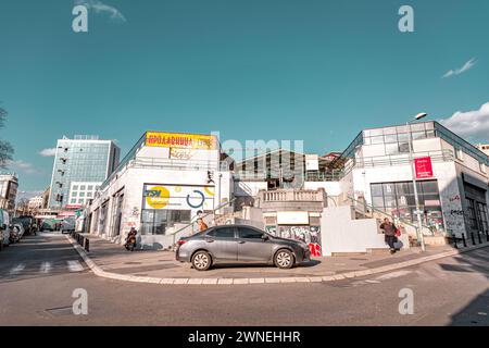 Belgrad, Serbien - 8. Februar 2024: Zeleni Venac Bauernmarkt in Stari Grad, Belgrad, der Hauptstadt Serbiens. Stockfoto