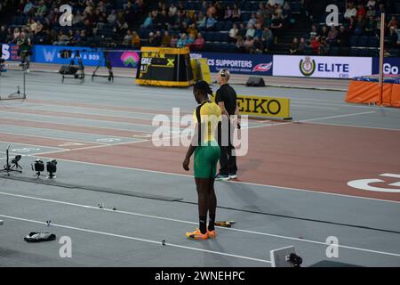 Glasgow, Großbritannien. März 2024. Im Long Jump bei den Leichtathletik-Hallenweltmeisterschaften Credit: Martin Bateman/Alamy Live News Credit: Martin Bateman/Alamy Live News Stockfoto