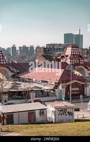 Belgrad, Serbien - 8. Februar 2024: Zeleni Venac Bauernmarkt in Stari Grad, Belgrad, der Hauptstadt Serbiens. Stockfoto