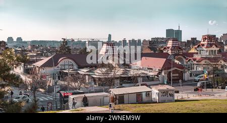 Belgrad, Serbien - 8. Februar 2024: Zeleni Venac Bauernmarkt in Stari Grad, Belgrad, der Hauptstadt Serbiens. Stockfoto