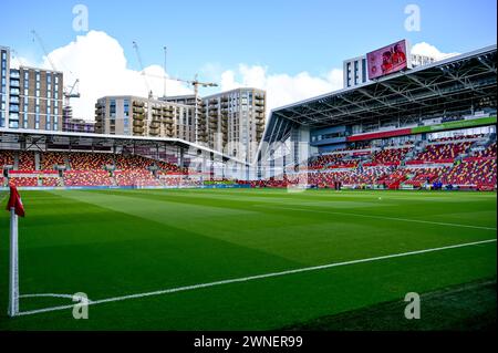 Das Gtech Community Stadium ist bereit für das Spiel der Premier League zwischen Brentford und Chelsea im Gtech Community Stadium in London, England am 2. März 2024. Foto von Phil Hutchinson. Nur redaktionelle Verwendung, Lizenz für kommerzielle Nutzung erforderlich. Keine Verwendung bei Wetten, Spielen oder Publikationen eines einzelnen Clubs/einer Liga/eines Spielers. Quelle: UK Sports Pics Ltd/Alamy Live News Stockfoto