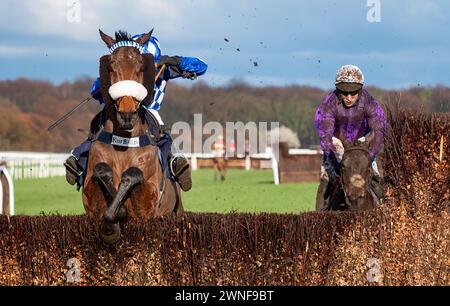 Weiß er und David Bass gewinnen die Grimthorpe Handicap Chase für Trainer Kim Bailey und Besitzer des YES He Does Syndikat. Quelle: JTW equine Images/Alamy Live News Stockfoto