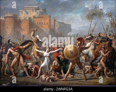 Die Intervention der Sabine Women (1799). Öl auf Leinwand, 385 x 522 cm (152 Zoll x 206 Zoll). Louvre, Paris - Jacques-Louis David Stockfoto