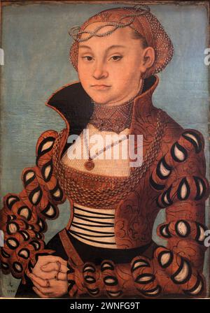 Maria von Sachsen (1515-1583), Herzogin von Vorpommern, Porträtmalerei in Öl auf dem Panel von Lucas Cranach dem Ältesten, 1534 Stockfoto