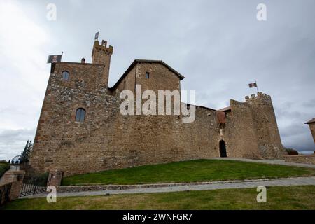 Türknauf an einer blauen Holztür in einer mittelalterlichen burg. Italien Stockfoto