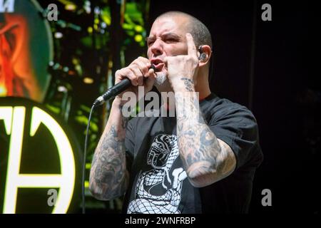 26. Februar 2024 in Toronto, Ontario, Kanada: Eine US-amerikanische Heavy-Metal-Band aus Arlington, Texas, PANTERA, trat in der Scotiabank Arena in Toronto auf. Im Bild: PHIL ANSELMO (Credit Image: © Angel Marchini/ZUMA Press Wire) NUR REDAKTIONELLE VERWENDUNG! Nicht für kommerzielle ZWECKE! Stockfoto