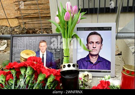 Wien, Österreich. März 2024. Zum Gedenken an Alexej Nawalny gegenüber der russischen Botschaft in Wien Stockfoto