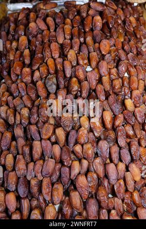 Street Food Stände mit Tamaraan in Marrakesch, Marokko Jema El Fna Marktplatz. Stockfoto