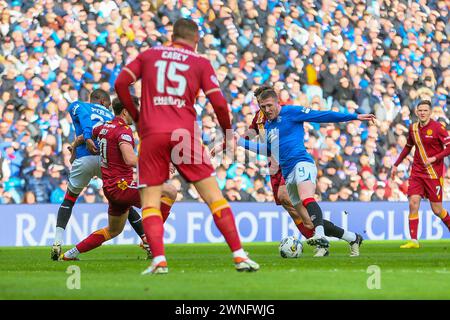 Glasgow, Großbritannien. März 2024. Rangers FC spielt Motherwell FC im Ibrox Stadium in Glasgow, Schottland, Großbritannien in einem Spiel der schottischen Premiership. Die Rangers sind derzeit 2 Punkte von ihrem nächsten Konkurrenten, Celtic, entfernt, sodass ein Sieg für sie von entscheidender Bedeutung ist, um ihre Position in der Liga zu halten. Motherwell ist der 8. Platz in der Liga. Quelle: Findlay/Alamy Live News Stockfoto