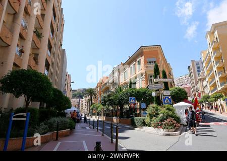 Momte Carlo, Monaco, Europa - 23. Mai 2014 - Blick auf die Straße in Monte Carlo, Fürstentum Monaco Stockfoto