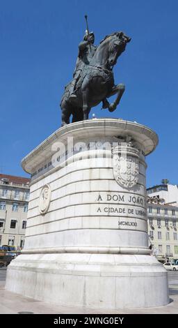 Lissabon, Portugal - 5. September 2012 - Statue von König Joao I. (Johannes I.) im Zentrum von Praca da Figueira (deutsch: Platz des Feigenbaums), Lissabon, Portugiesisch Stockfoto