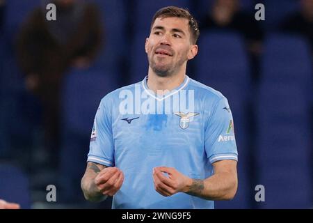 Alessio Romagnoli aus Latium reagiert am 1. März 2024 im Stadio Olimpico in Rom. Stockfoto