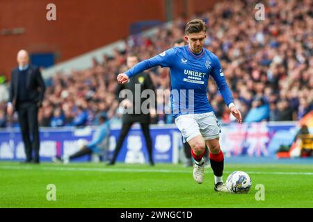 Glasgow, Großbritannien. März 2024. Rangers FC spielt Motherwell FC im Ibrox Stadium in Glasgow, Schottland, Großbritannien in einem Spiel der schottischen Premiership. Die Rangers sind derzeit 2 Punkte von ihrem nächsten Konkurrenten, Celtic, entfernt, sodass ein Sieg für sie von entscheidender Bedeutung ist, um ihre Position in der Liga zu halten. Motherwell ist der 8. Platz in der Liga. Quelle: Findlay/Alamy Live News Stockfoto