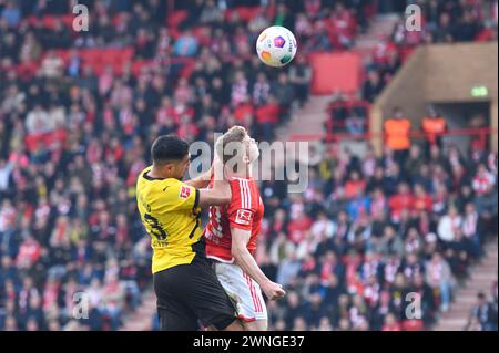 Berlin, Deutschland. März 2024. 2. März 2024: Emre Can (23) von Borussia Dortmund während des Spiels Bundesliga-1. FC Union Berlin gegen Borussia Dortmund - an der Alten Foersterei. Berlin, Deutschland. (Ryan Sleiman /SPP) Credit: SPP Sport Press Photo. /Alamy Live News Stockfoto