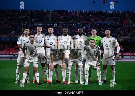 Das Team der AS Roma während des italienischen Fußballspiels der Serie A zwischen AC Monza und Inter AS Roma am 2. März 2024 im U-Power-Stadion in Monza, Italien. Foto Tiziano Ballabio Credit: Tiziano Ballabio/Alamy Live News Stockfoto