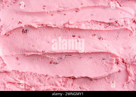 Cremiges Himbeereis, Oberfläche oder Textur, Draufsicht Stockfoto