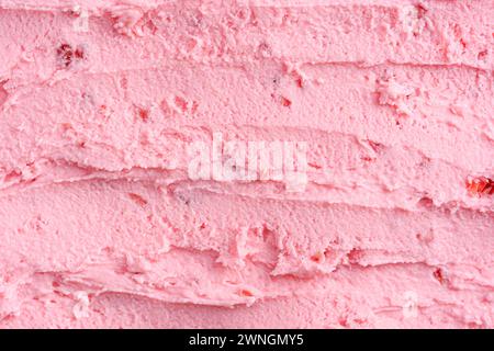 Cremiges Himbeereis, Oberfläche oder Textur, Draufsicht Stockfoto