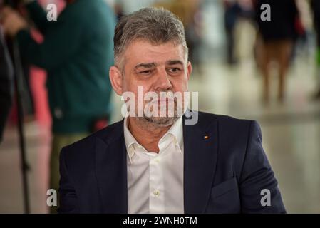 Rom, Italien. März 2024. Marcel Ciolacu nimmt am Wahlkongress der Partei der Europäischen Sozialisten (SPE) in Rom Teil. Quelle: SOPA Images Limited/Alamy Live News Stockfoto