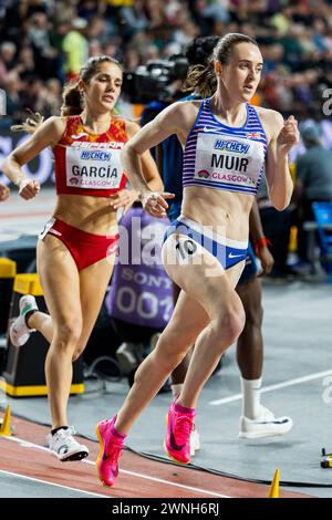 Glasgow, Schottland. März 2024. Laura MUIR (GBR) während der 3000m Finale der Frauen Credit: Raymond Davies / Alamy Live News Stockfoto