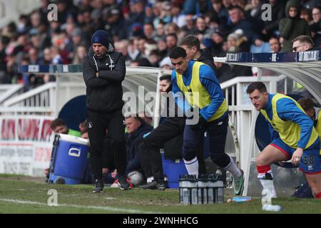 Kevin Phillips, Trainer der Hartlepool United, war am Samstag, den 2. März 2024 im Victoria Park, Hartlepool, während des Vanarama National League-Spiels zwischen Hartlepool United und Barnet. (Foto: Mark Fletcher | MI News) Credit: MI News & Sport /Alamy Live News Stockfoto