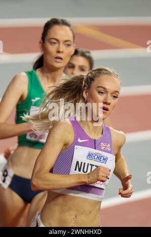 Glasgow, Großbritannien. März 2024. Emirates Arena, Glasgow, Schottland - Samstag, den 2. März: Hannah NUTTALL (Großbritannien und Nordirland - GBR) tritt am Samstag, den 2. März 2024, im 3000-Meter-Finale während der Leichtathletik-Hallenweltmeisterschaften Glasgow 2024 in der Emirates Arena an (Claire Jeffrey/SPP) Credit: SPP Sport Press Photo. /Alamy Live News Stockfoto