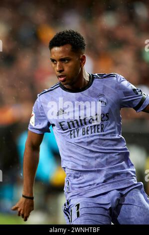 Rodrygo Silva de geht gegen Real Madrid in Aktion während der Regular Season Runde 27 der La Liga EA Sport am 2. märz 2024 im Mestalla Stadium (Valencia, La L) Stockfoto