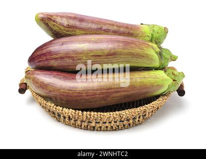 Aubergine auf weißem Hintergrund Stockfoto