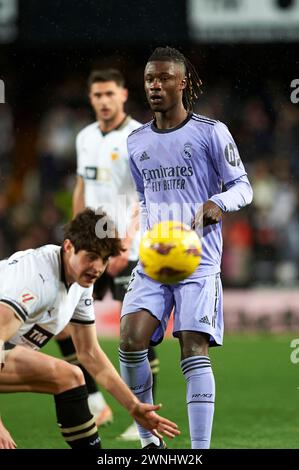 Eduardo Camavinga von Real Madrid in der Regular Season Runde 27 der La Liga EA Sport am 2. märz 2024 im Mestalla Stadion (Valencia, La Liga) Stockfoto