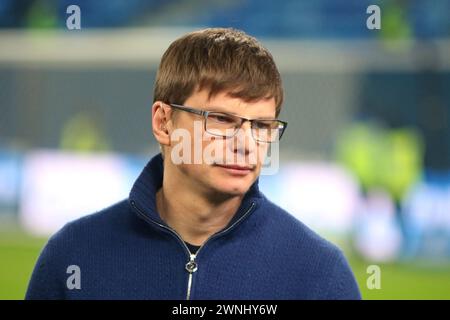 Sankt Petersburg, Russland. März 2024. Andrey Arschavin wurde während des russischen Premier League-Fußballspiels zwischen Zenit Sankt Petersburg und Spartak Moskau in der Gazprom Arena gesehen. Endpunktzahl: Zenit 0:0 Spartak. Quelle: SOPA Images Limited/Alamy Live News Stockfoto