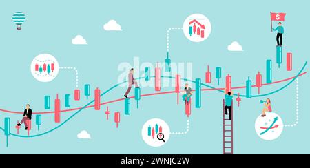 Vektorbanner Illustration mit Aktienanlagemotiv Stock Vektor