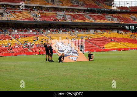 Brisbane, Australien, 3. März 2024: Vorbereitung des Spiels bei der Isuzu Ute Ein Ligaspiels zwischen Brisbane Roar und Melbourne Victory FC im Suncorp Stadium (Promediapix/SPP) Credit: SPP Sport Press Photo. /Alamy Live News Stockfoto